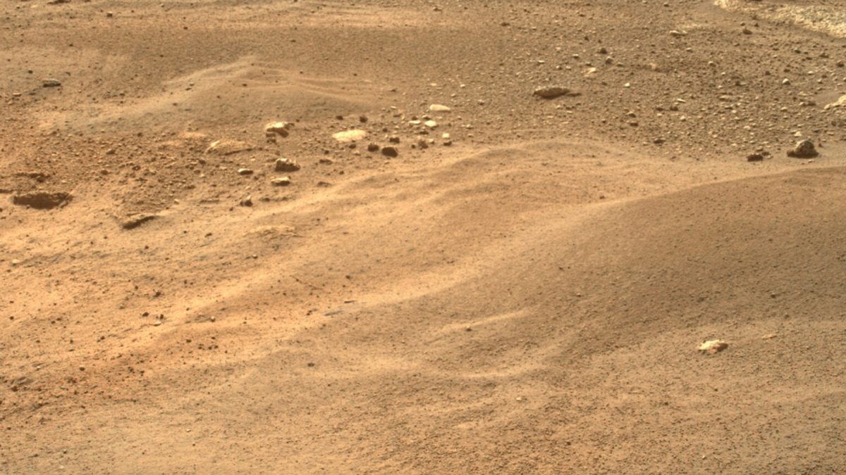 Photo prise par Perseverance sur Mars le 22 février 2021. // Source : NASA/JPL-Caltech/ASU (photo recadrée)