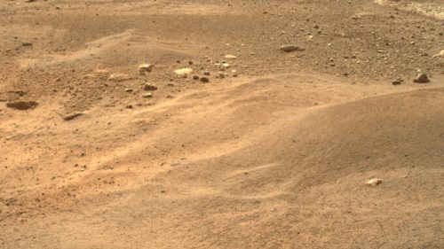 Photo prise par Perseverance sur Mars le 22 février 2021. // Source : NASA/JPL-Caltech/ASU (photo recadrée)