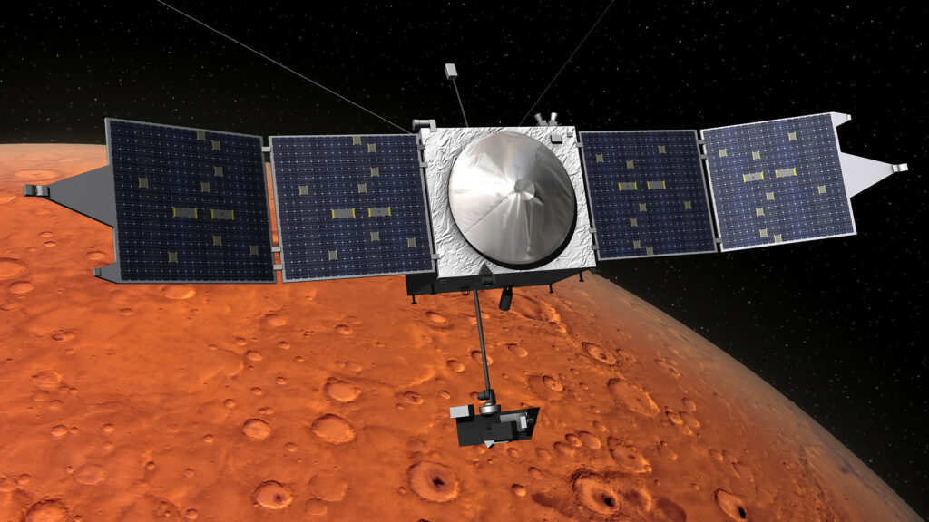 Maven, une sode d'orbite martienne // Source : Flickr/CC/Kevin Gill (image recadrée)