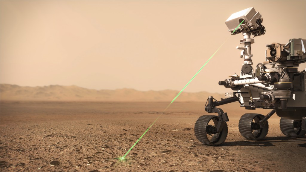 Vue d'artiste de Perseverance sur Mars. // Source : CNES/VR2Planets, 2021