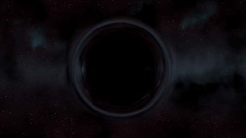 Représentation d'un trou noir. // Source : Capture d'écran YouTube Harry Evett