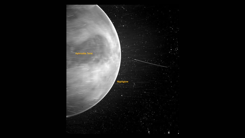 Vue imprenable sur Vénus, par la sonde solaire Parker. // Source : NASA/Johns Hopkins APL/Naval Research Laboratory/Guillermo Stenborg and Brendan Gallagher