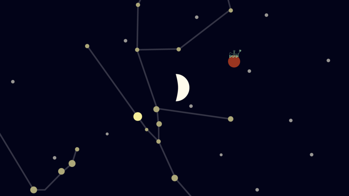 Conjonction entre Aldébaran, la Lune et Mars vendredi 19 mars. // Source : Nino Barbey pour Numerama