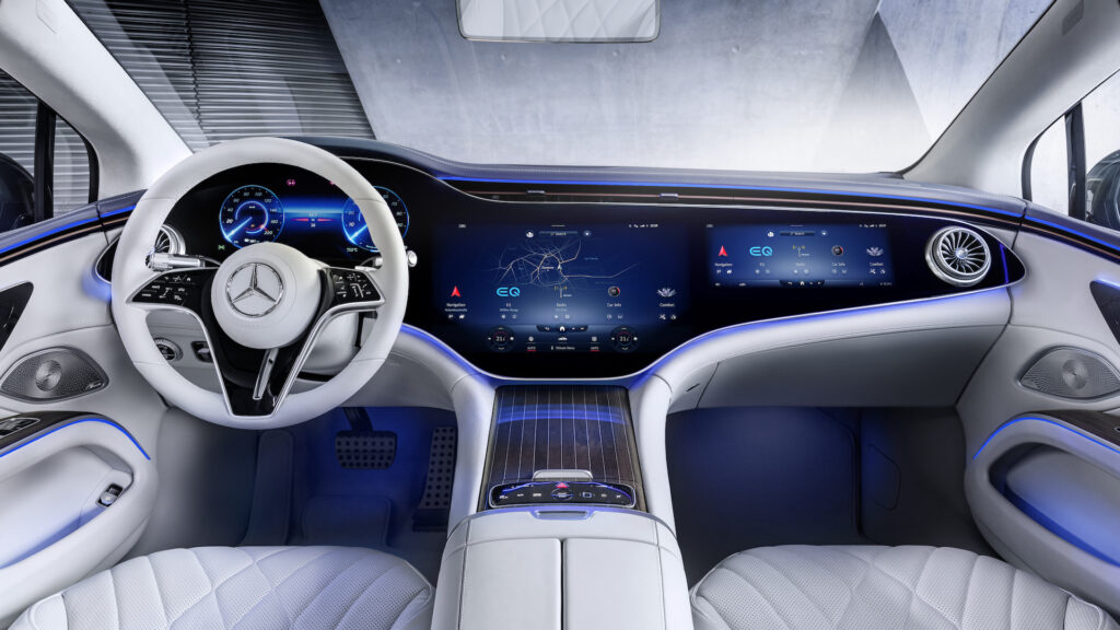 Intérieur de la Mercedes EQS // Source : Mercedes Intérieur de la Mercedes EQS // Source : Mercedes