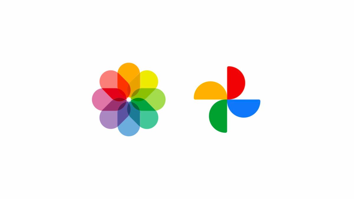 Le logo d’Apple Photos à gauche. Le logo de Google Photos à droite. // Source : Numerama