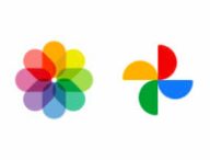 Le logo d’Apple Photos à gauche. Le logo de Google Photos à droite. // Source : Numerama