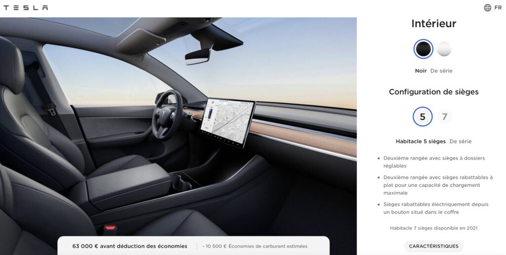 Configurateur Tesla Model Y // Source : Capture d'écran Tesla