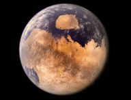 Représentation de Mars couverte d'eau. // Source : Flickr/CC/Kevin Gill, image recadrée