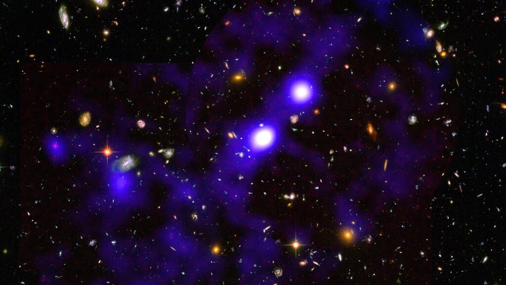 Filament de gaz reliant des galaxies entre elles. // Source : Roland Bacon, David Mary, ESO et NASA