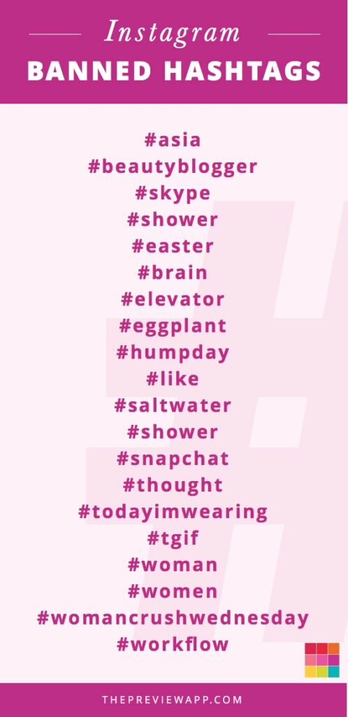Des exemples de hashtags à éviter // Source : The Preview App