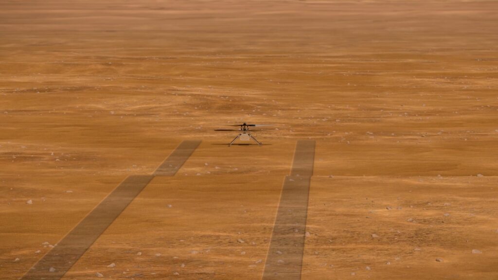 Ingenuity sur Mars, vue d'artiste. // Source : NASA/JPL-Caltech