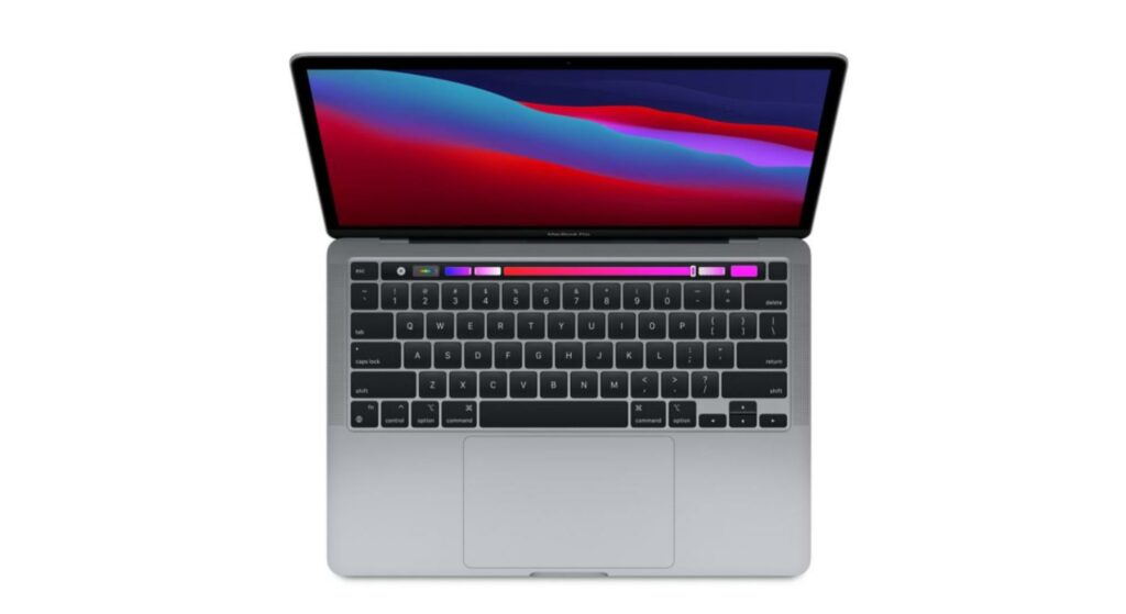 Le MacBook Pro 13 d'Apple, équipé de la puce M1. Le MacBook Pro 13 d'Apple, équipé de la puce M1.