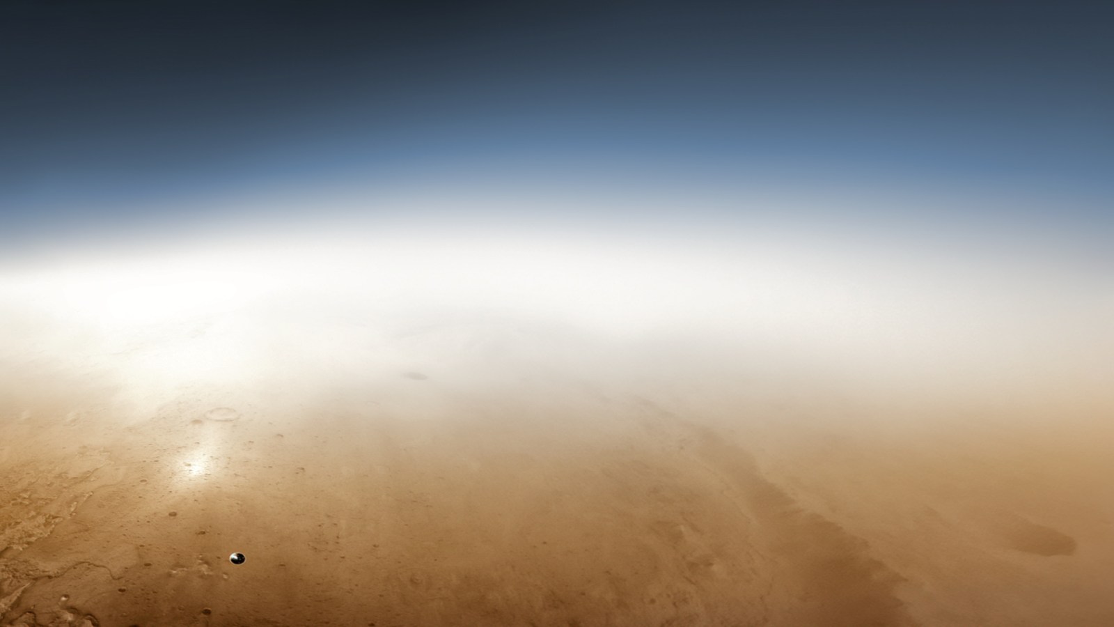 Cette version colorisée d'une photo de l'atterrissage de Perseverance ...