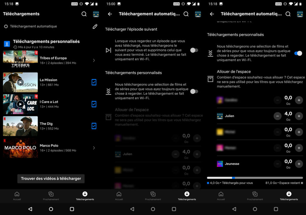 Netflix téléchargements personnalisés