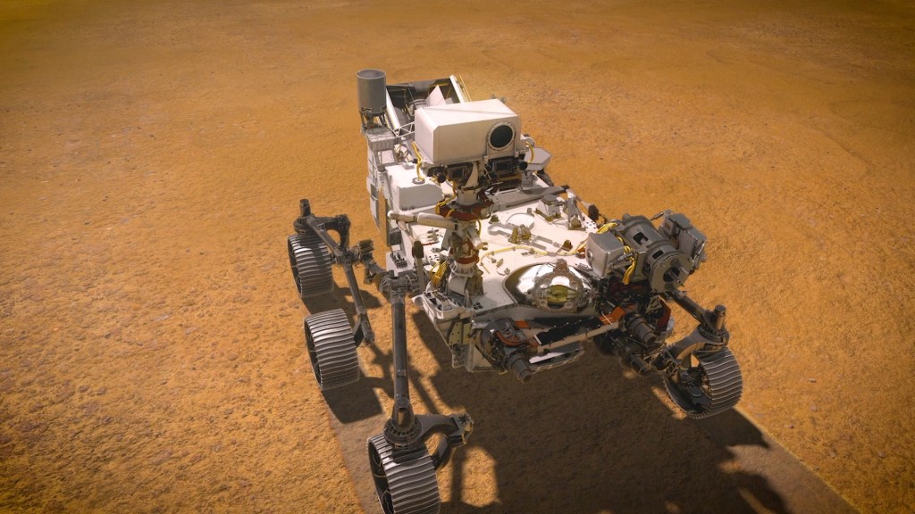 Vue d'artiste de Perseverance sur Mars. // Source : NASA/JPL-Caltech