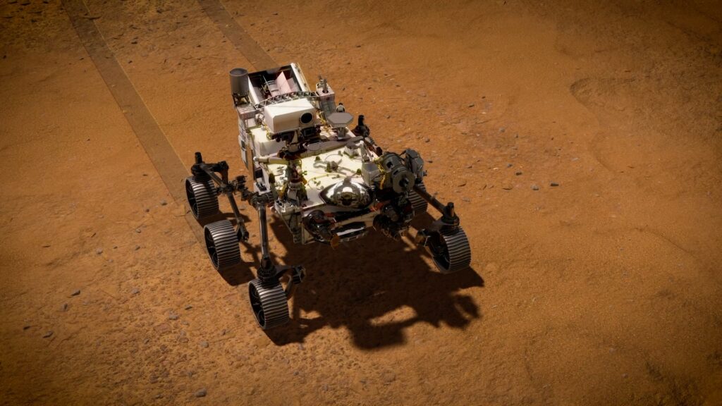 Perseverance sur Mars (illustration). // Source : NASA/JPL-Caltech