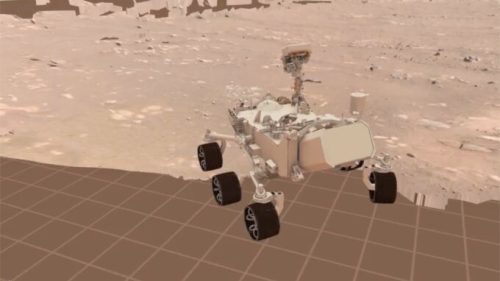 Premiers tours de roue pour Perseverance sur Mars. // Source : NASA/JPL-Caltech