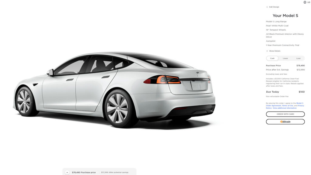 Achat d'une Tesla en bitcoins // Source : Capture d'écran Achat d'une Tesla en bitcoins // Source : Capture d'écran