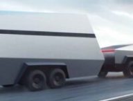 Le Cybertruck avec une caravane // Source : Tesla