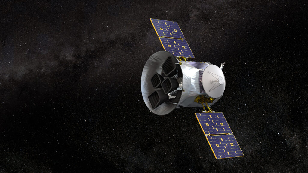 Représentation du télescope TESS. // Source : NASA's Goddard Space Flight Center (image recadrée)