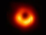 Image du trou noir M87* en lumière polarisée. // Source : The EHT collaboration (image recadrée)