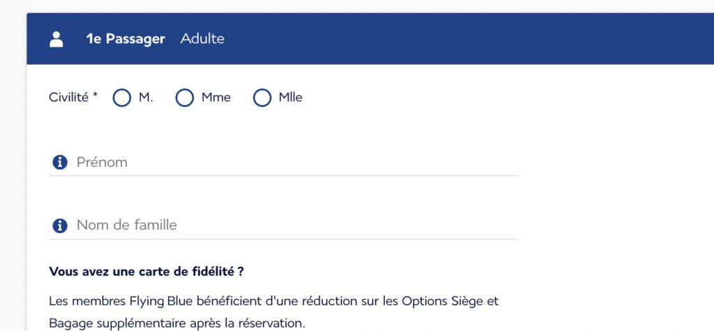 Une capture d'écran du site d'Air France le 10 avril 2021
