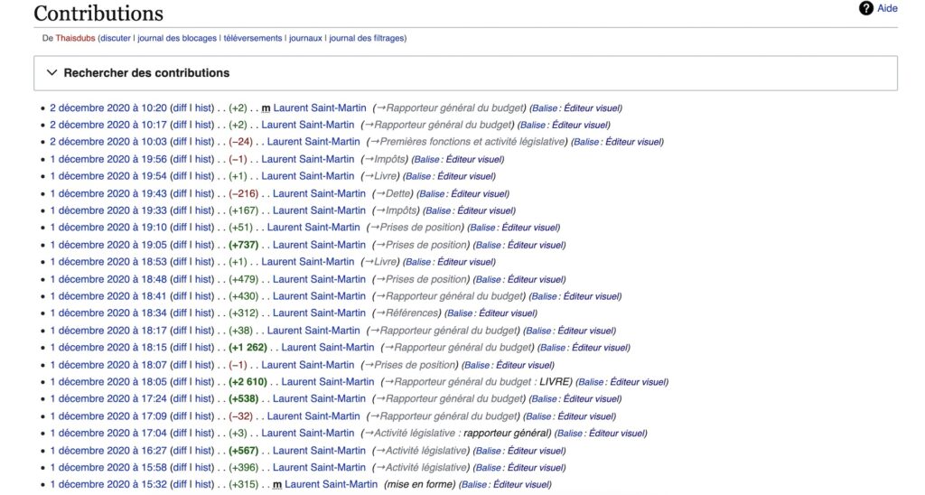 Ça fait beaucoup de modifications pour une seule entrée Wikipédia // Source : Wikipedia