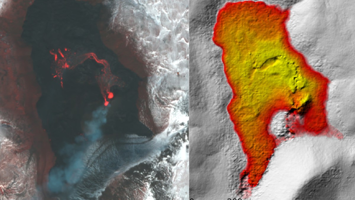 Éruption du Fagradalsfjall en Islande. // Source : image Pléiades©CNES2021, distribution AIRBUS DS, Author provided