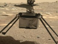 Ingenuity juste au-dessus du sol martien. // Source : NASA/JPL-Caltech (photo recadrée)