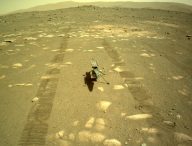 Ingenuity sur Mars, le 5 avril 2021. // Source : NASA/JPL-Caltech (photo recadrée)