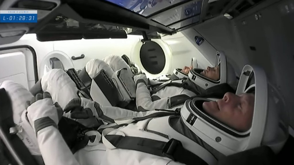 L'équipage installé. // Source : Nasa/SpaceX