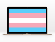 Montage du drapeau trans dans un Macbook // Source : Numerama