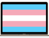 Montage du drapeau trans dans un Macbook // Source : Numerama