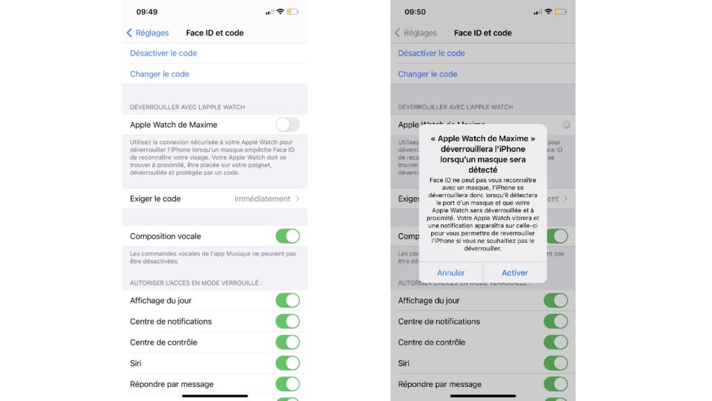 Face ID et Apple Watch // Source : Capture d'écran