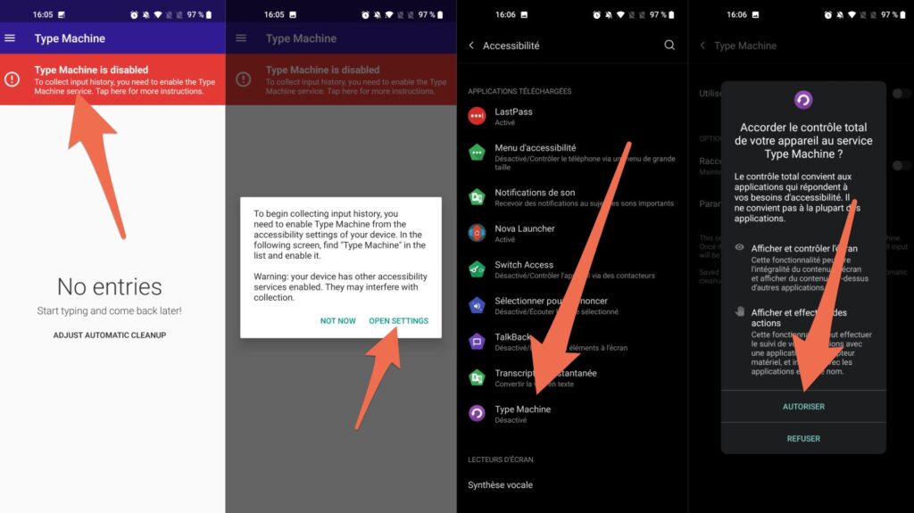 L'application exploite les paramètres d'accessibilité d'Android // Source : Capture d'écran L'application exploite les paramètres d'accessibilité d'Android // Source : Capture d'écran