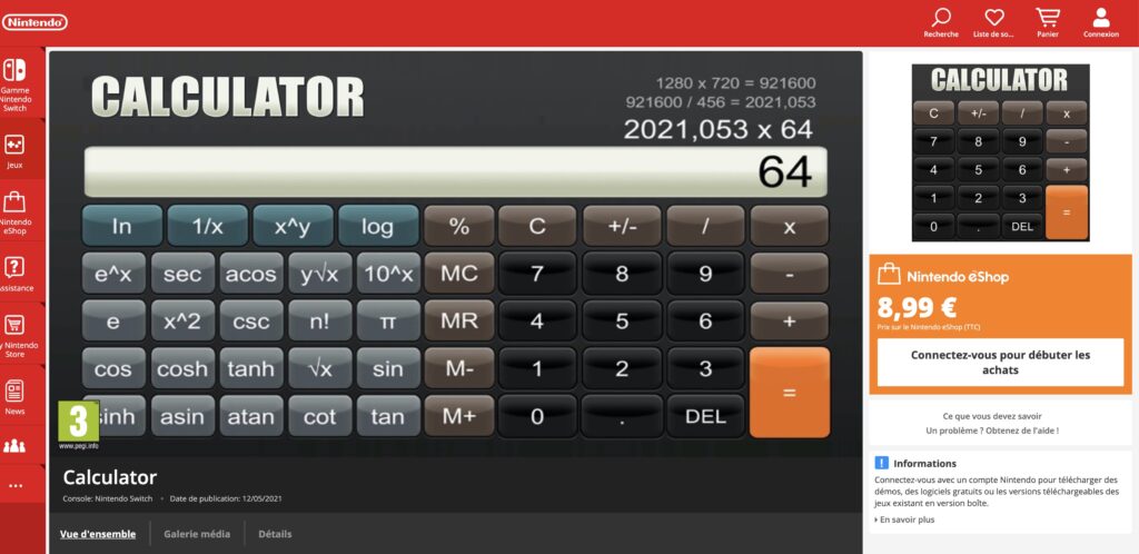 calculator sur switch