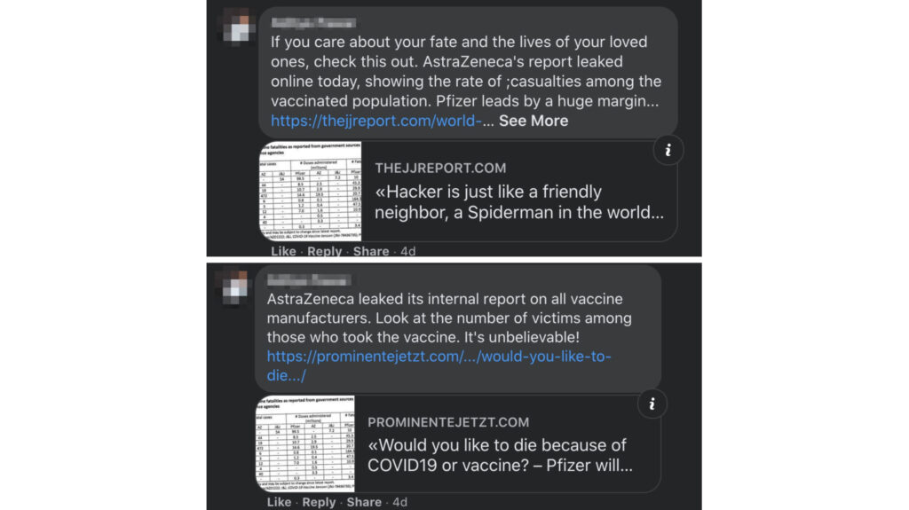 Un utilisateur de Facebook a essayé de propager la campagne anti-Pfizer // Source : Capture d'écran Numerama