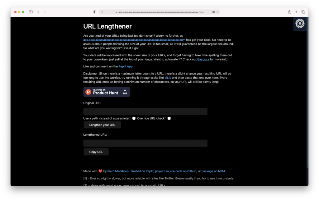 Ceci est un allongeur d'URL. Cela ne sert à rien. // Source : Capture d'écran Numerama Ceci est un allongeur d'URL. Cela ne sert à rien. // Source : Capture d'écran Numerama