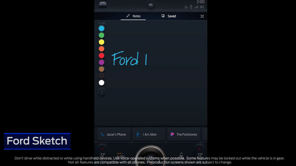 Logiciel de dessin dans le Ford Mach-E // Source : Capture YouTube