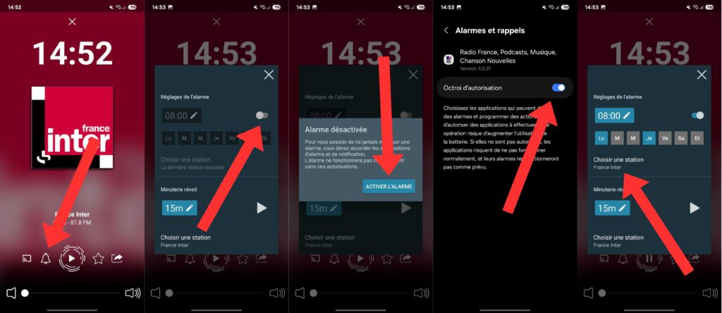 Comment utiliser l'alarme radio sur Android // Source : Numerama