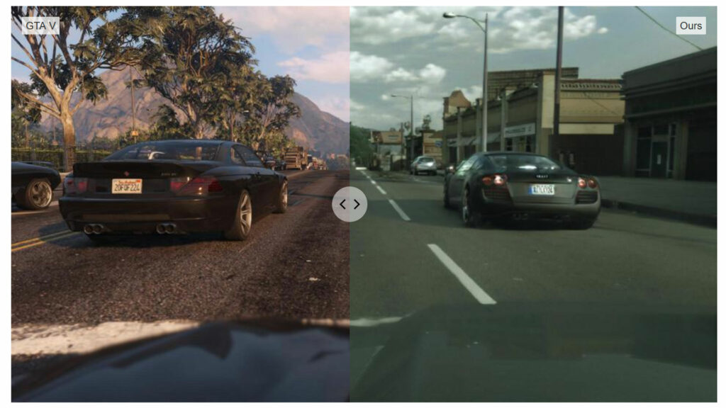 A gauche GTA V, à droite l'image améliorée // Source : Intel ISL