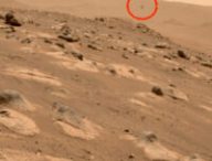 Ingenuity pendant son quatrième vol sur Mars. // Source : NASA/JPL-Caltech (photo recadrée et annotée)