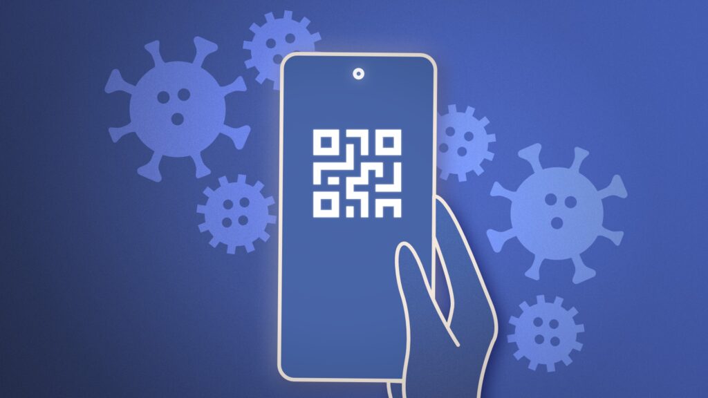 Un smartphone avec un QR Code // Source : Numerama/Melvyn Dadure Un smartphone avec un QR Code // Source : Numerama/Melvyn Dadure