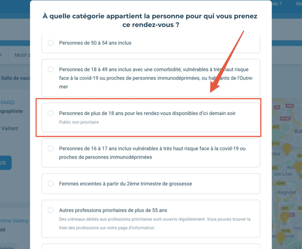 Capture d'écran d'une prise de RDV sur Doctolib le 11 mai 2021 // Source : Doctolib Capture d'écran d'une prise de RDV sur Doctolib le 11 mai 2021 // Source : Doctolib