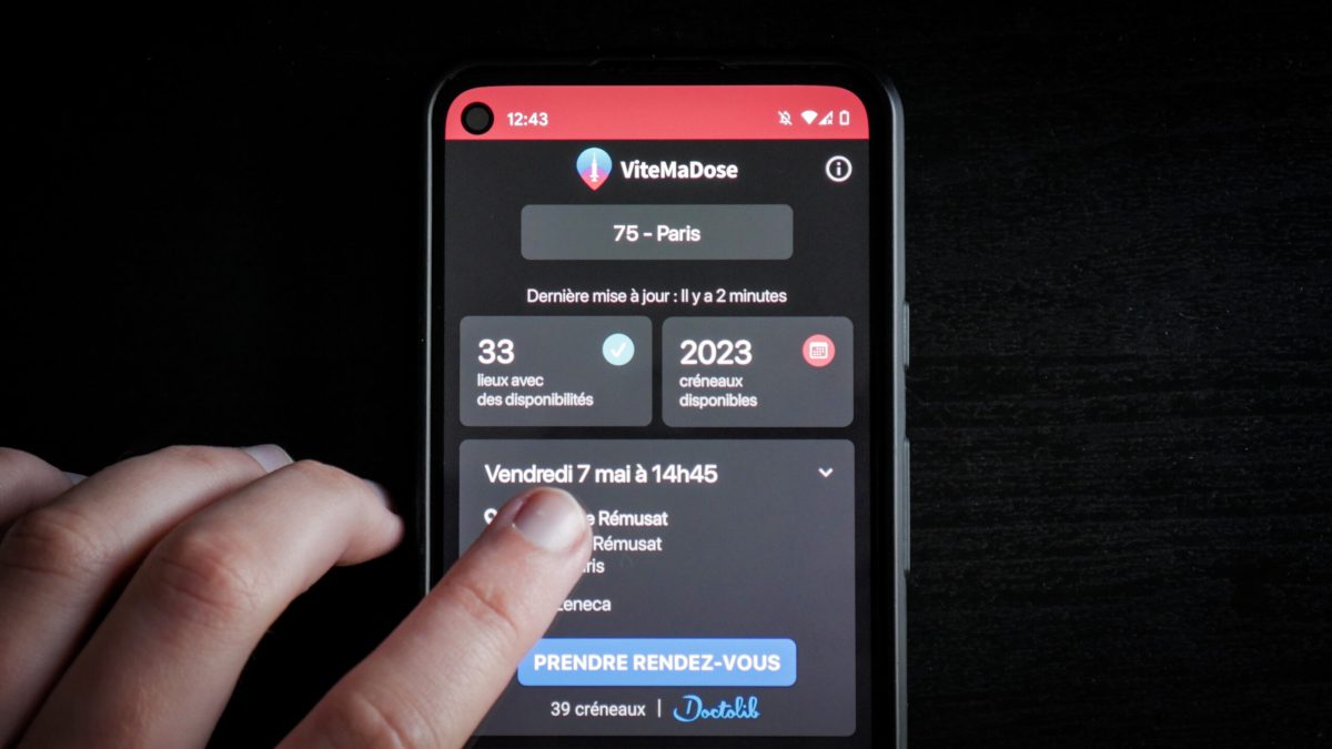 Application ViteMaDose // Source : Louise Audry pour Numerama