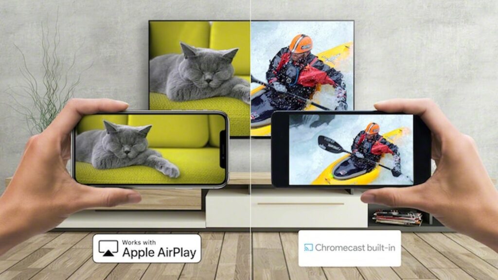 Chromecast et AirPlay 2 sur le téléviseur Sony A80J // Source : Sony