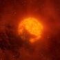 Vue d'artiste de Bételgeuse obscurcie par un nuage de poussière. // Source : ESO/L. Calçada