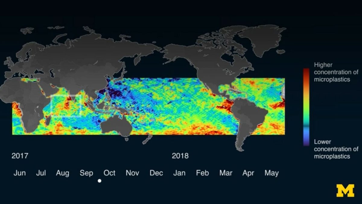 Carte du microplastique. // Source : Université du Michigan