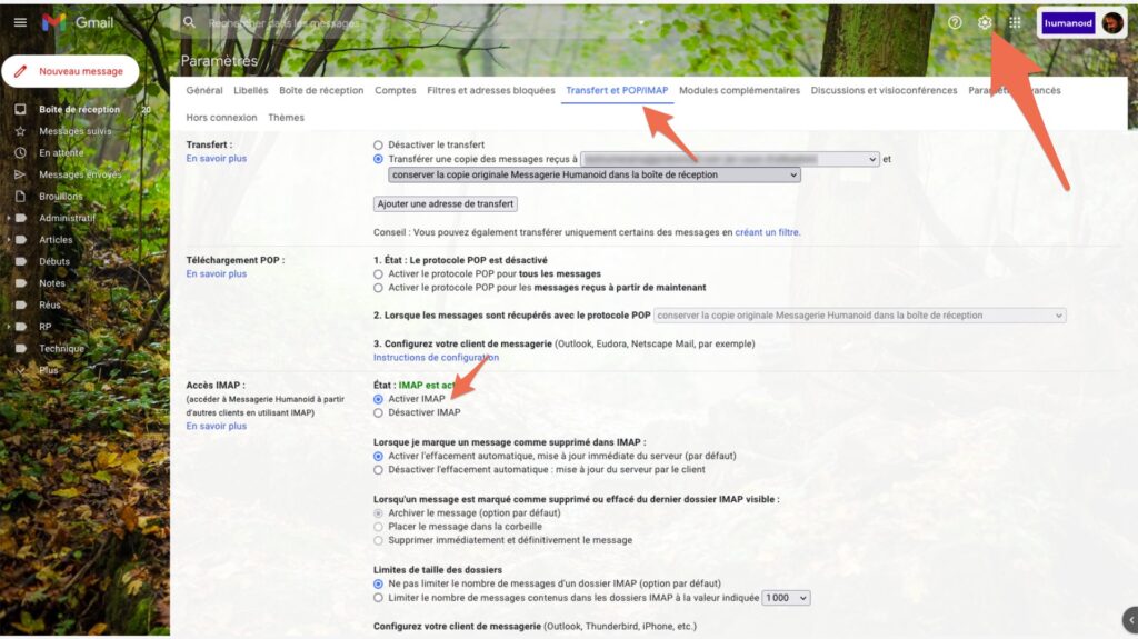 La manipulation à faire pour migrer de Gmail à ProtonMail // Source : Capture d'écran