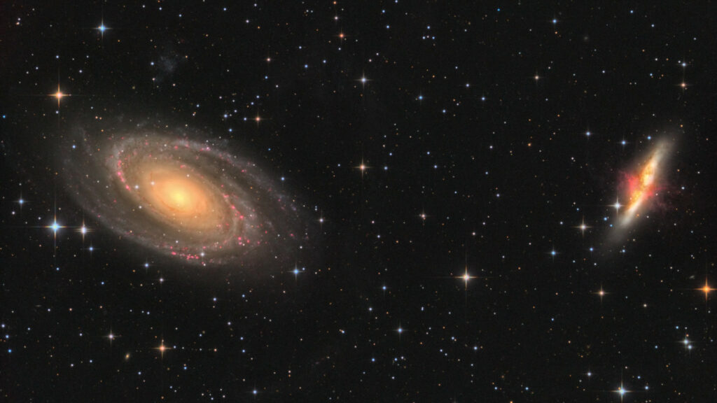 Galaxies M81 et M82. // Source : Wikimedia/CC/Marekmazuch (photo recadrée)